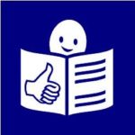 Logo zur Darstellung von Texten in Leichter Sprache mit einer Comicfigur, die ein Buch hält und den rechten Daumen hebt ©European Easy-to-Read Logo: Inclusion Europe